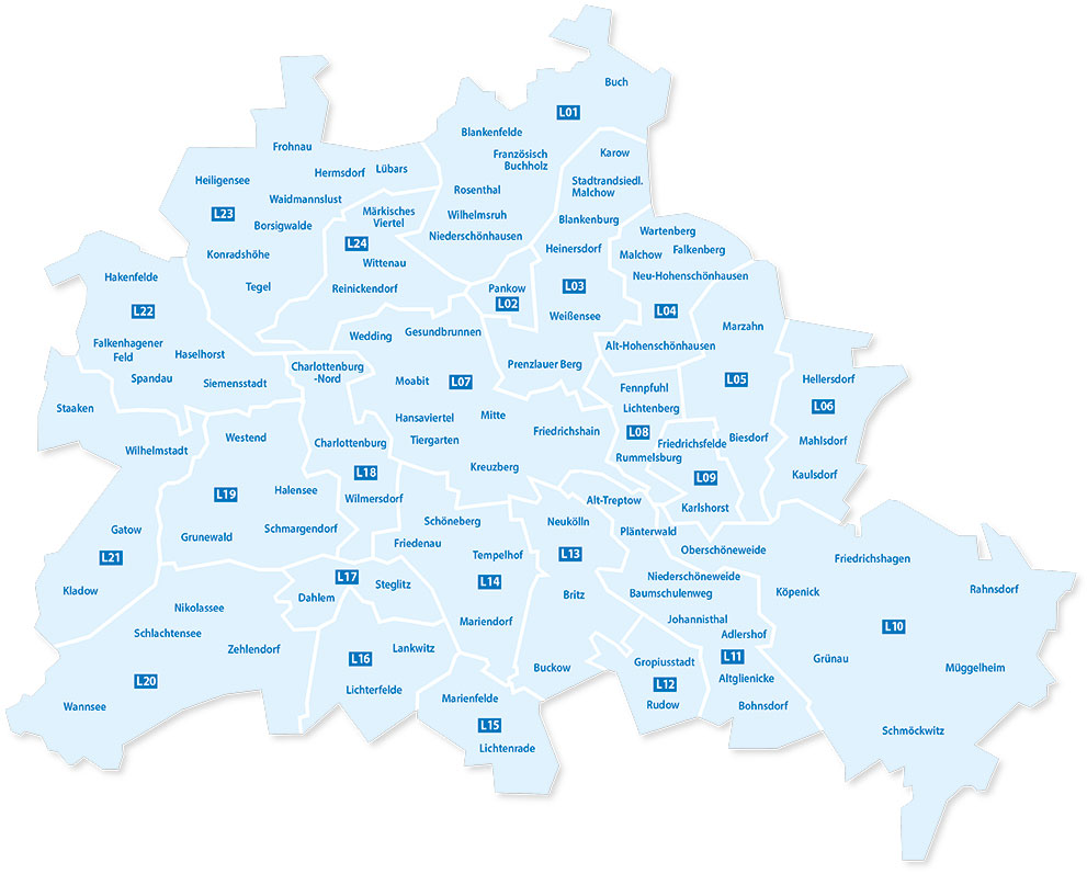 Karte der belieferten Berliner Ortsteile